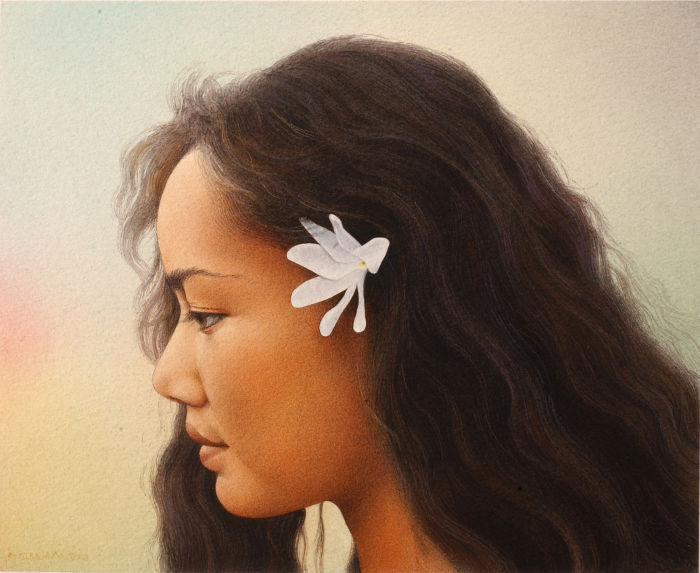 Portrait Tahitienne 26 x 21 cm pastel